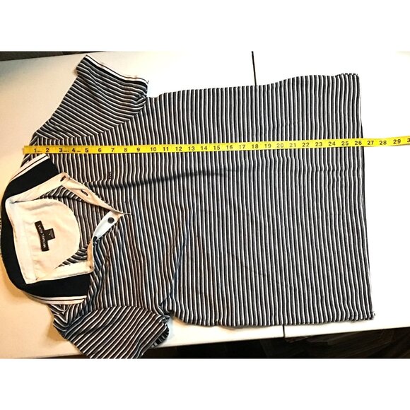 MICHAEL KORS -MENS BLUE/WHITE SHORT SLEEVE POLO STRIPPED SHIRT SIZE SMALL - Picture 6 of 7